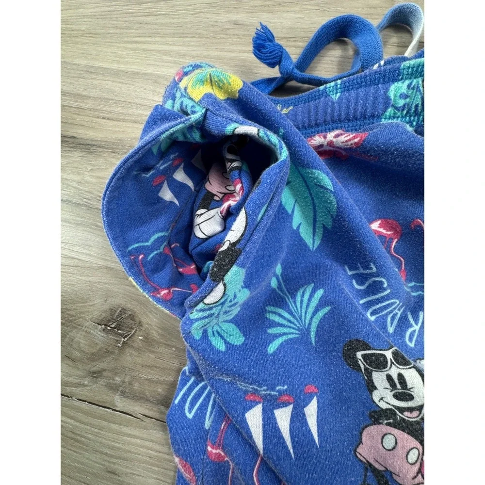 Disney Mickey Mouse Kids‎ Pajama Pants Medium 7-8 Blue Tropical Paradise Jogger